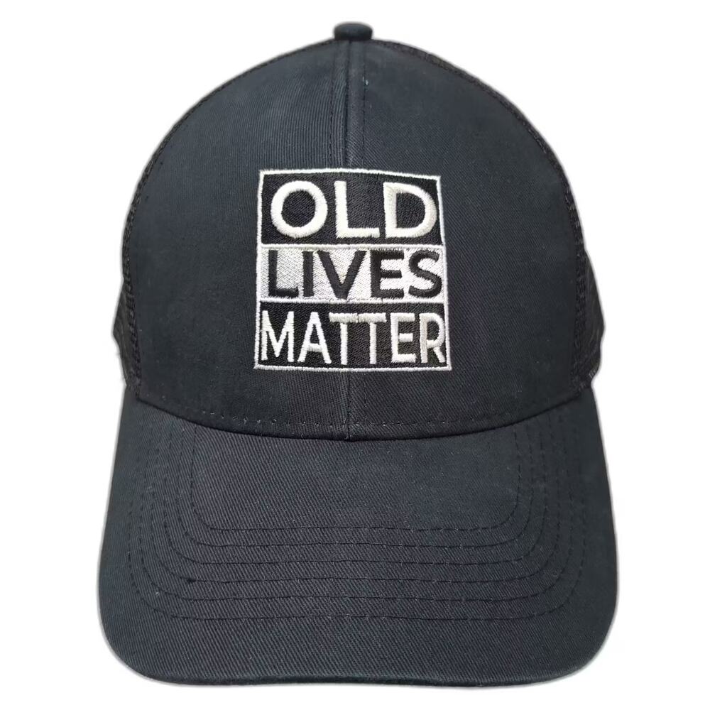 Hit Baseball Cap Hat Black White Old Lives Matter Embroidered Mesh Strapback OS
